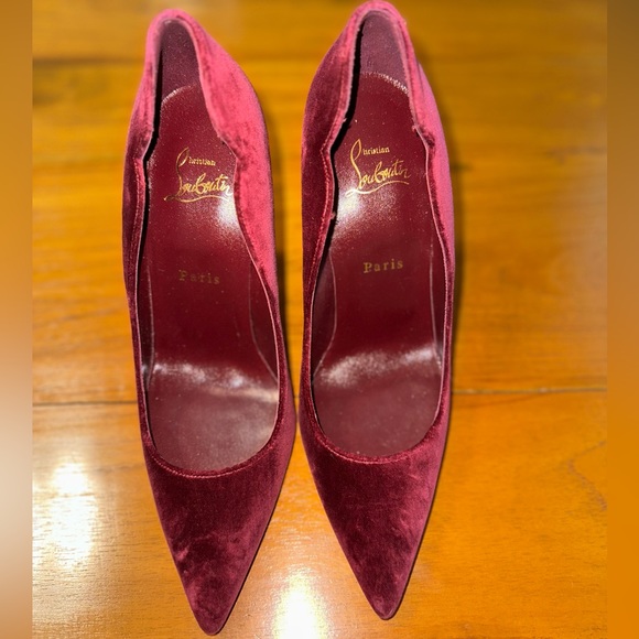 Christian Louboutin Lipchick Pump 100MM Bordeaux Velour Leather 100MM 38.5/8.5 - Picture 5 of 17